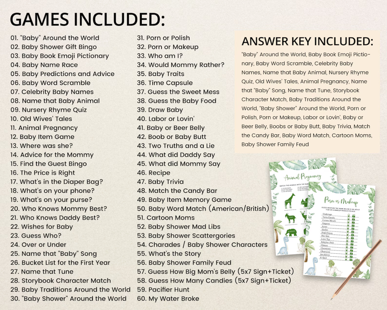 Editable Dinosaur Baby Shower Game Bundle | Printable Dinosaur Party Games