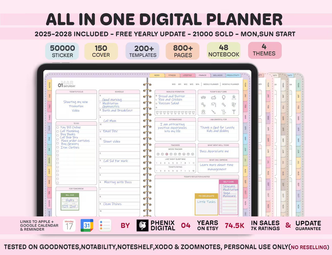 All-in-One Digital Planner 2025, 2026, 2027