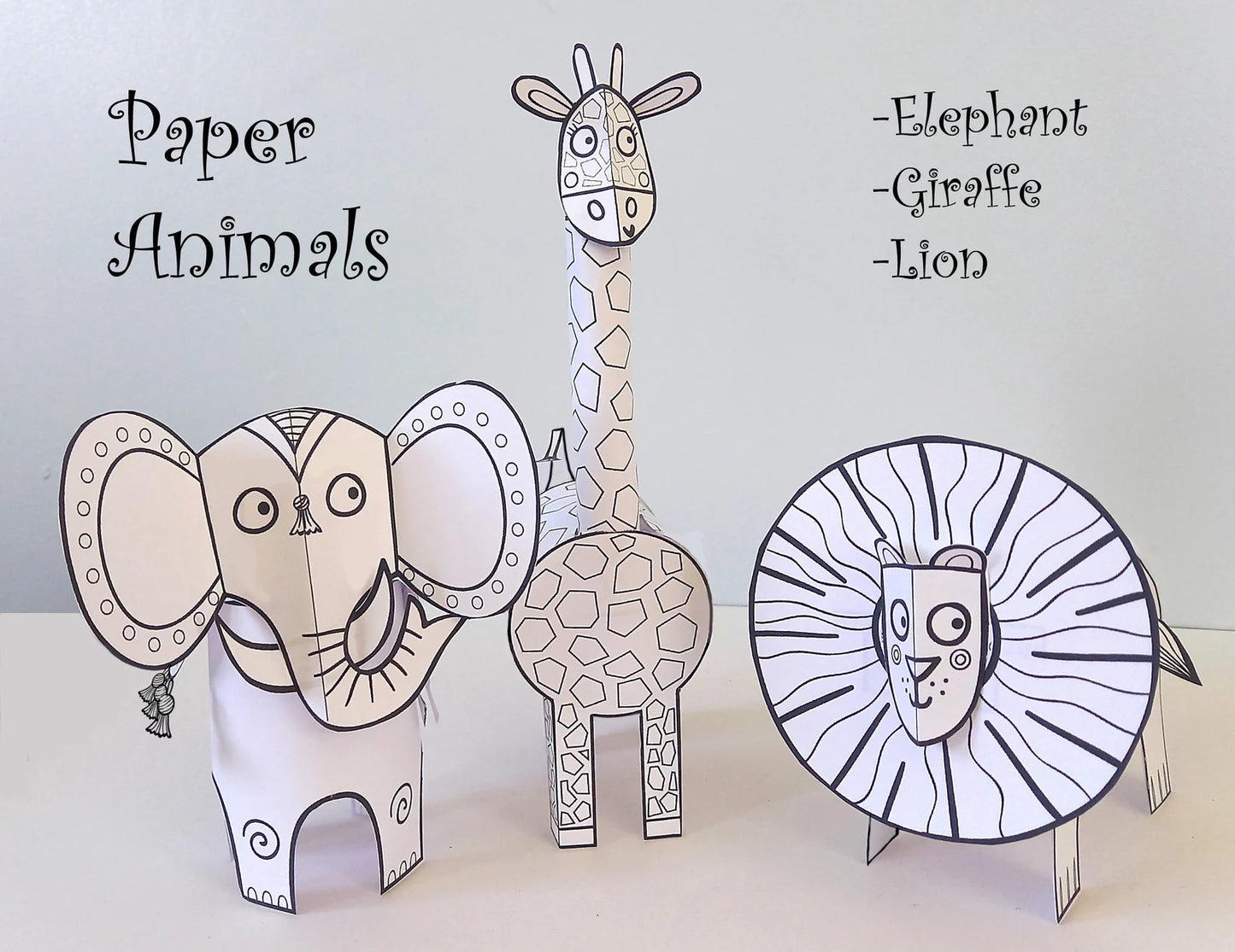 Paper Animals printable craft activity for kids