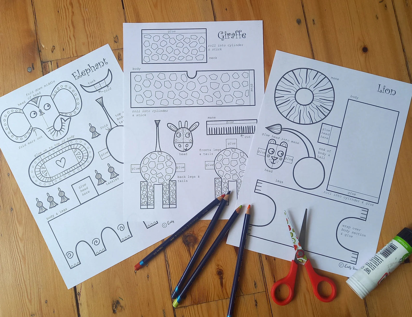 Paper Animals printable craft activity for kids