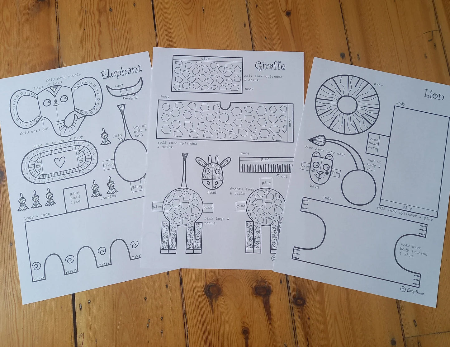 Paper Animals printable craft activity for kids