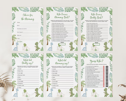Editable Dinosaur Baby Shower Game Bundle | Printable Dinosaur Party Games