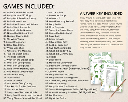 Editable Dinosaur Baby Shower Game Bundle | Printable Dinosaur Party Games
