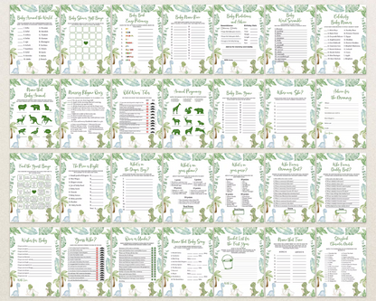Editable Dinosaur Baby Shower Game Bundle | Printable Dinosaur Party Games