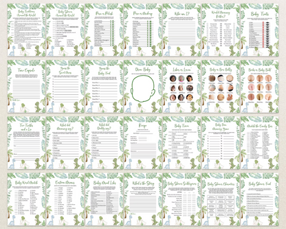 Editable Dinosaur Baby Shower Game Bundle | Printable Dinosaur Party Games