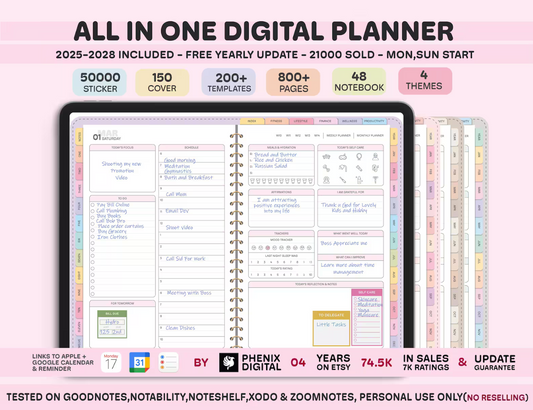 All-in-One Digital Planner 2025, 2026, 2027