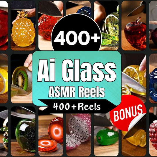 400+ AI Glass Cutting Video Reels | ASMR Content | ASMR Ai TikTok Video Templates | Video