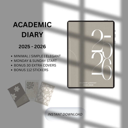 Academic Diary 2025-2026 Digital Student Planner for College & High School