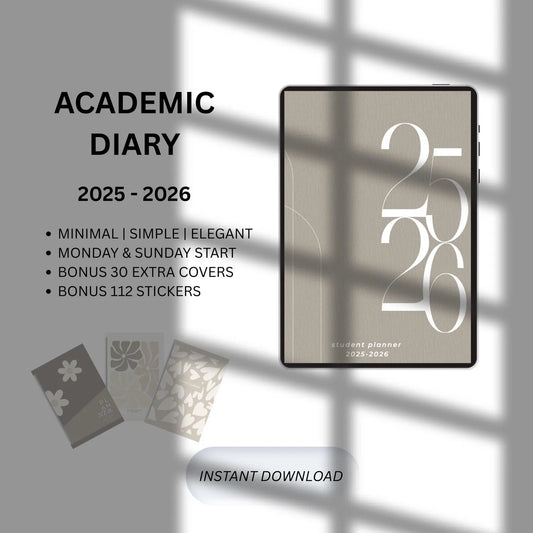 Academic Diary 2025-2026 Digital Student Planner for College & High School