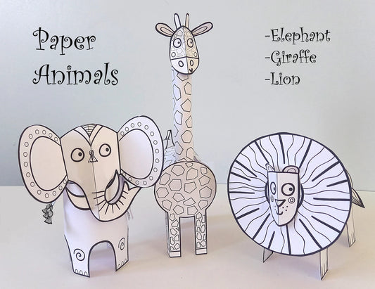 Paper Animals printable craft activity for kids